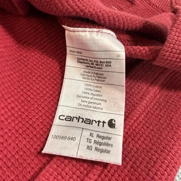 Carhartt Thermal Shirt Mens XL Relaxed Fit Distressed Paint Work Outdoors Script - Picture 7 of 7